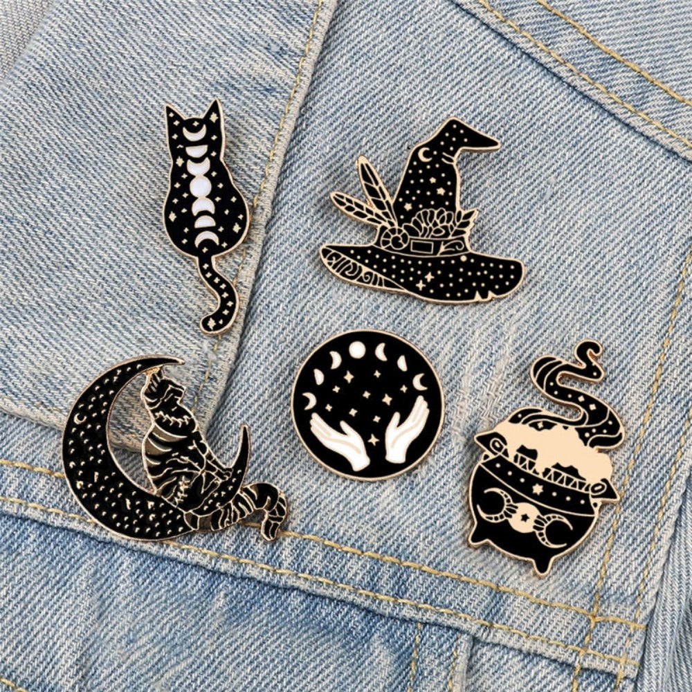 Witch Brooches  Witch  Pins  Magical Hat  Lapel Pin Badges