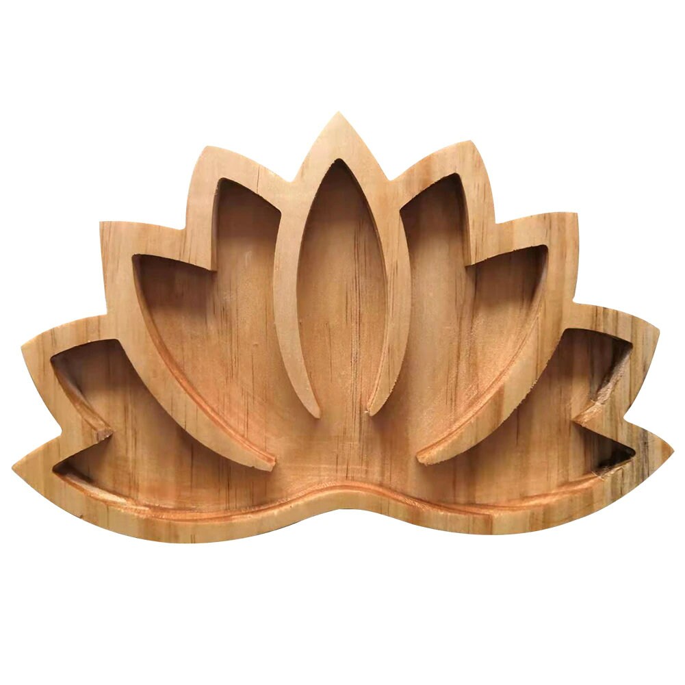 Lotus Shape Crystal Wood Tray Crystals Jewelry Display Storage