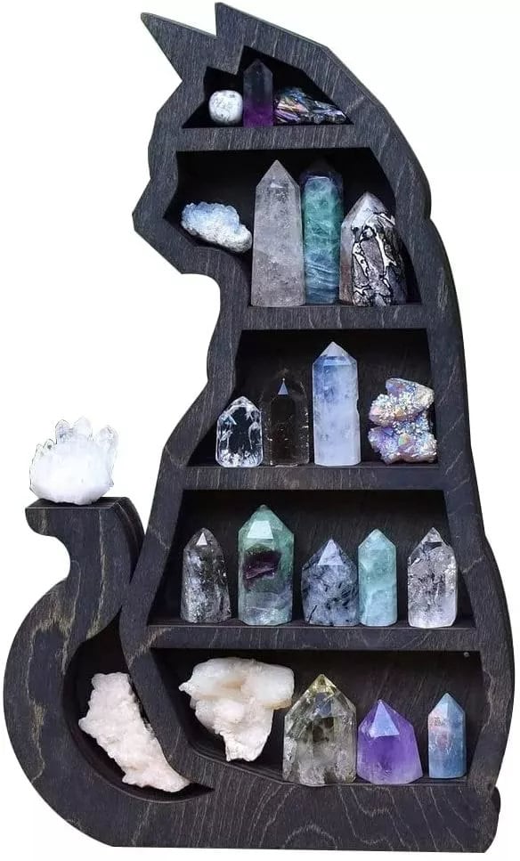 Wooden Gothic Crystal Display Décor Shelf Essentials Storage