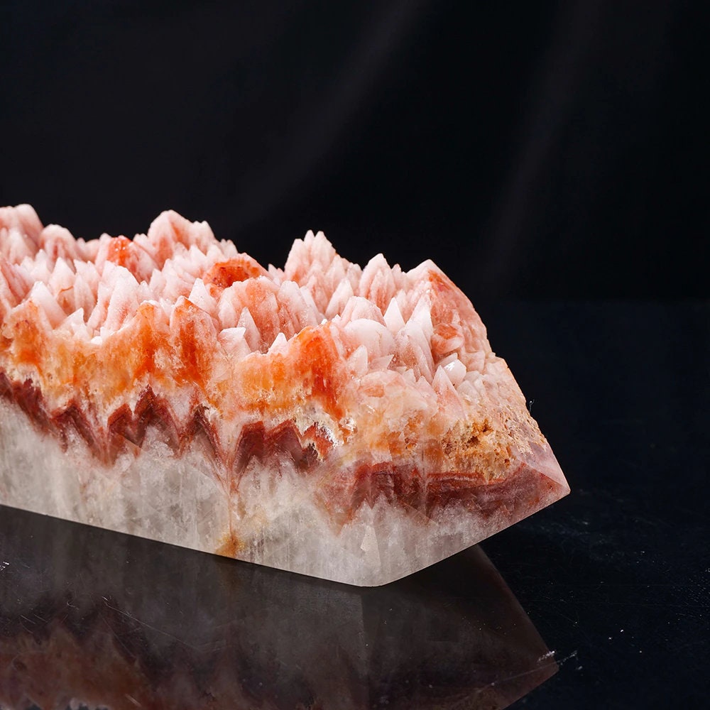 Morocco Red Natural Crystal Tower Energy Point Healing Stone Decor