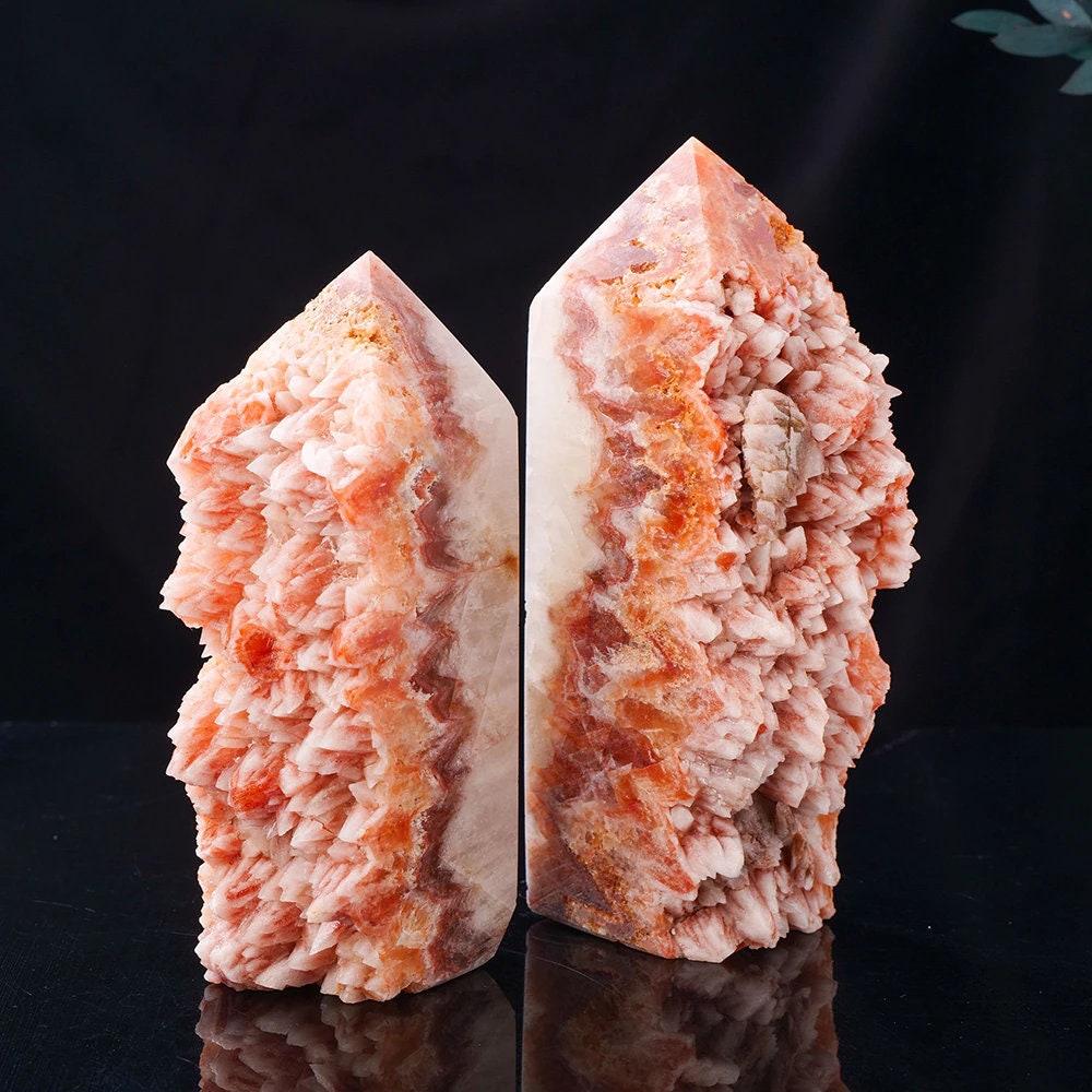 Morocco Red Natural Crystal Tower Energy Point Healing Stone Decor