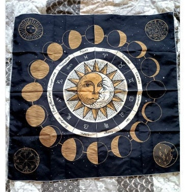 Wheel Zodiac Cloth  Wall Hanging Decor  Tarot Tapestry  Tarot Tablecloth  Tarot Cloth