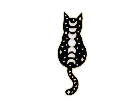 Gothic Witch Black Enamel Magical Brooch Pins