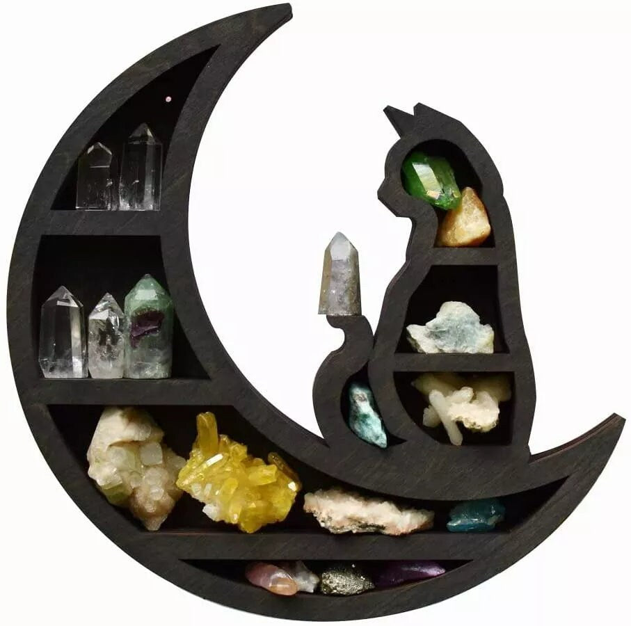 Wooden Gothic Crystal Display Décor Shelf Essentials Storage