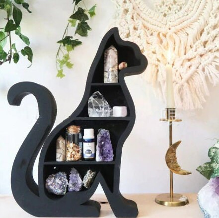 Wooden Gothic Crystal Display Décor Shelf Essentials Storage