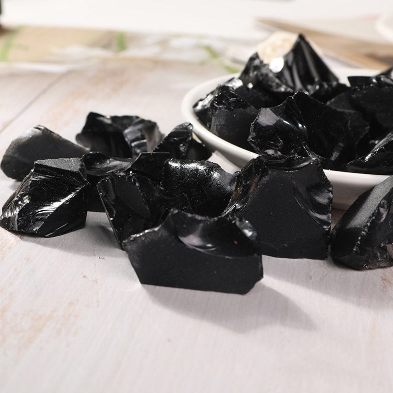 Rough Natural Obsidian Black Quartz Energy Stones For Jewelry Making