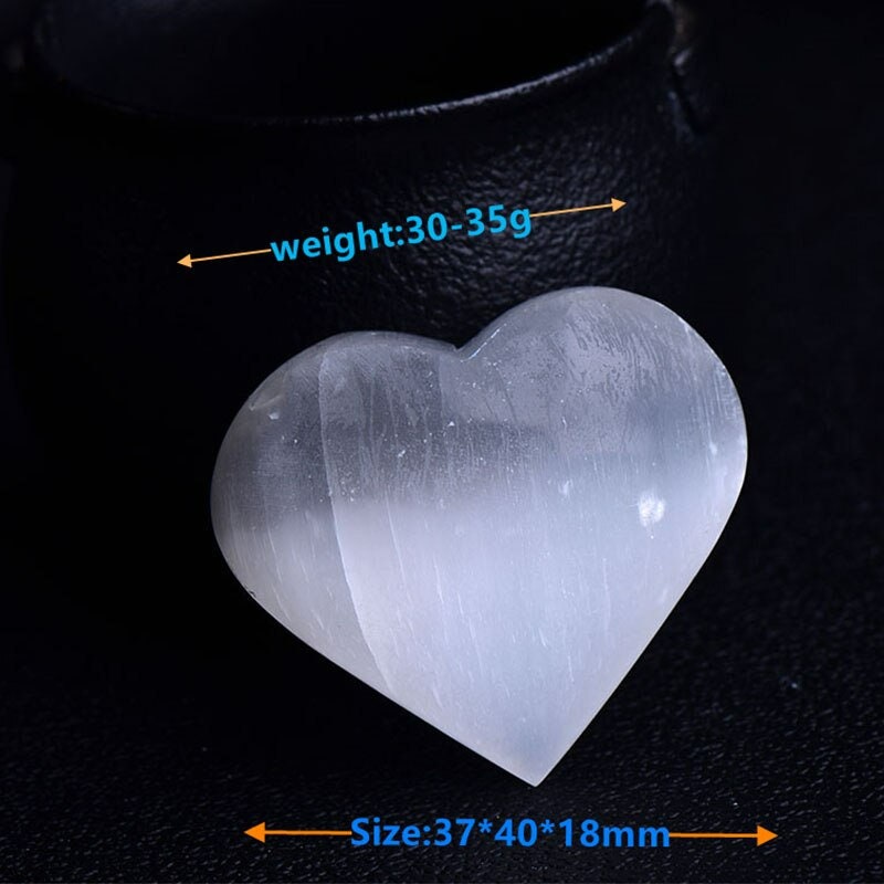 Hand Carved Heart Natural White Raw Selenite Crystal