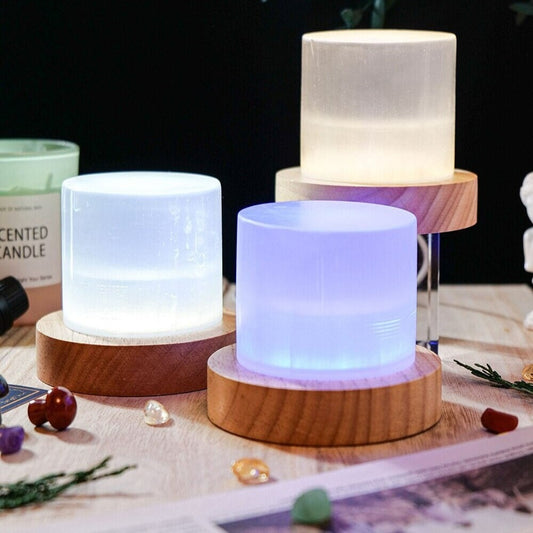 White Selenite  Nightstand Lamp  Night Lamp  Natural Selenite Gem  Natural Quartz  Natural Crystal  Mineral Crystal  Lamp